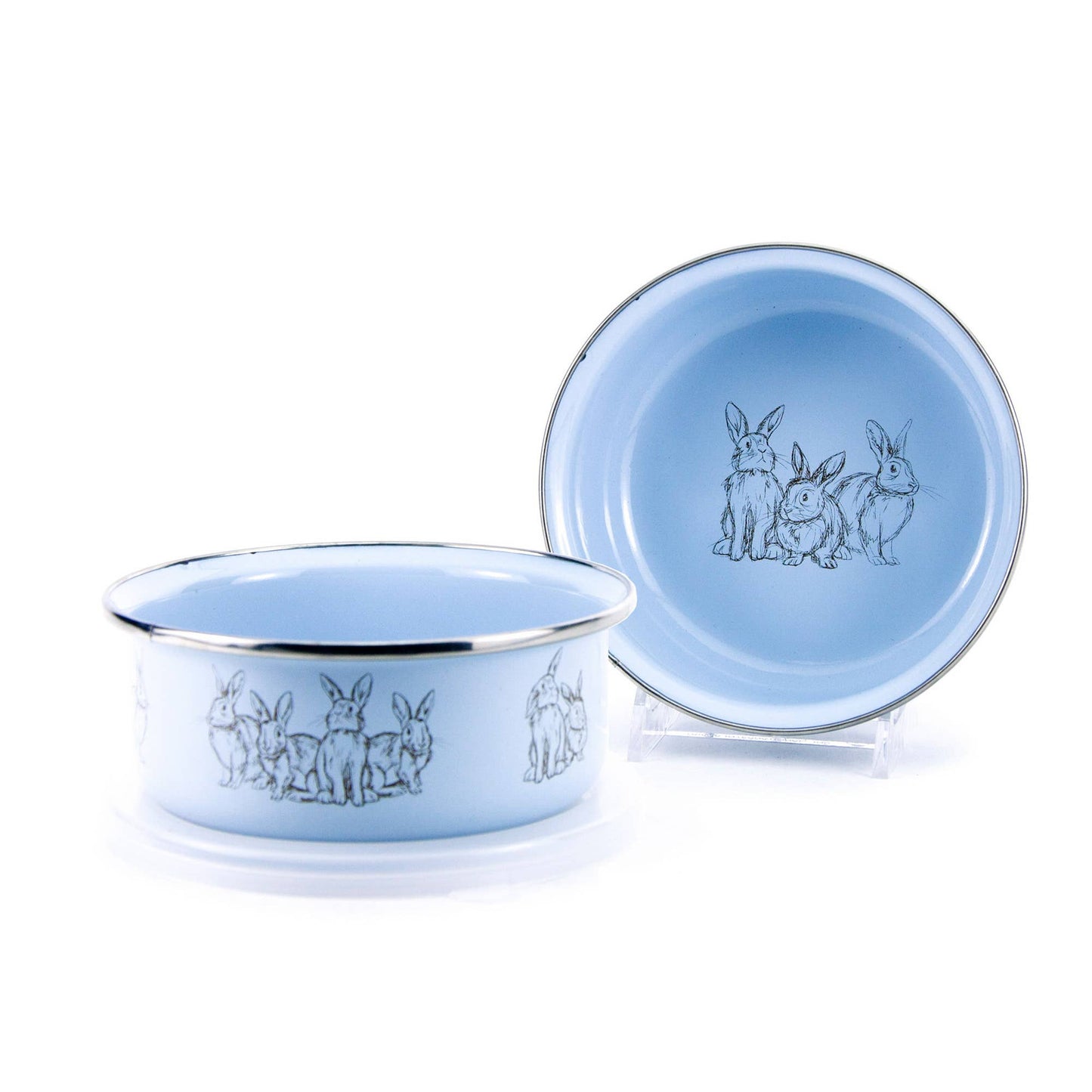 Blue Bunnies Child Mealtime Enamelware Set