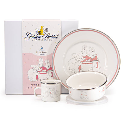 Girl Rabbits Child Mealtime Enamelware Set
