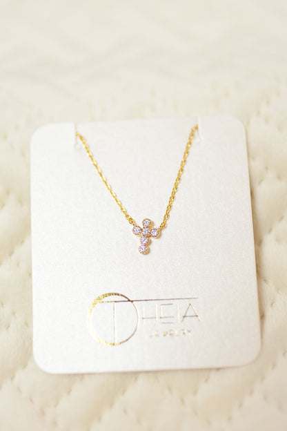 Theia Jewelry Antique Petite Cross Short Necklace