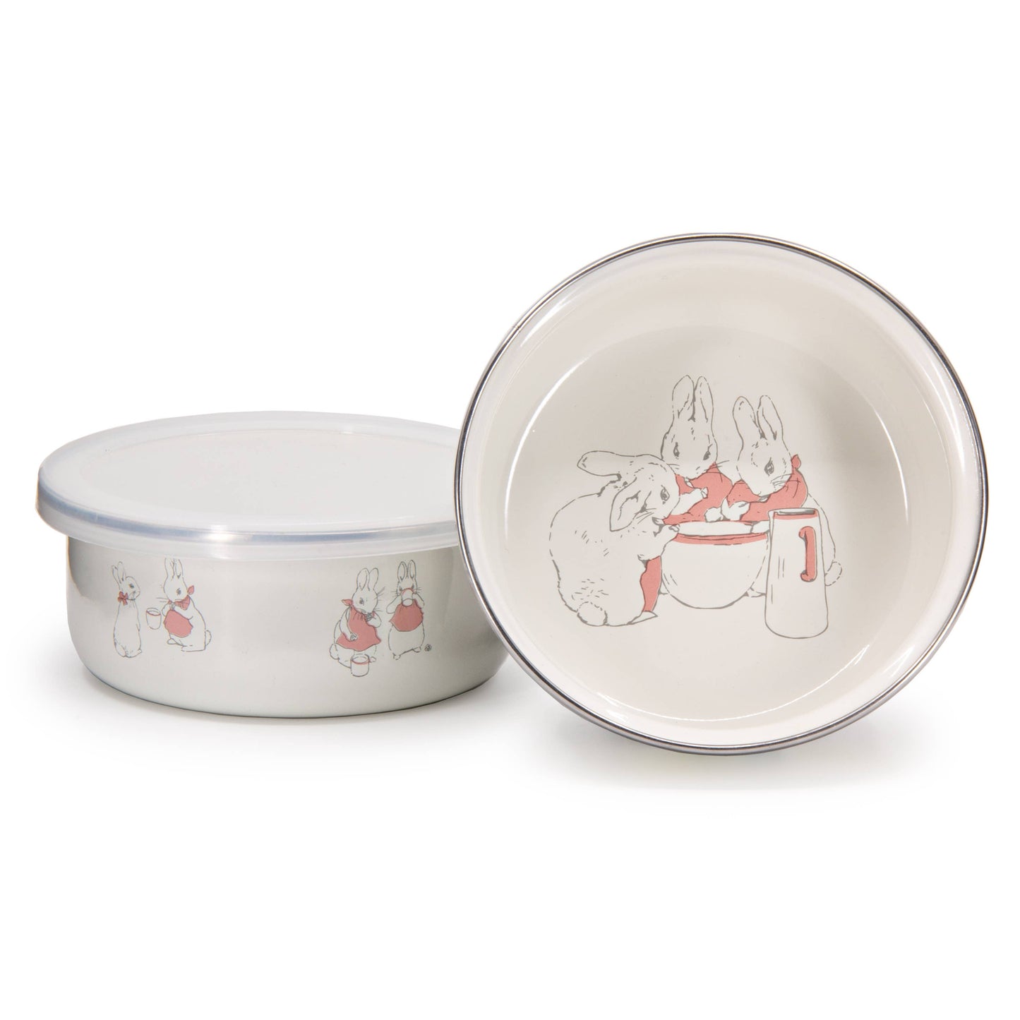 Girl Rabbits Child Mealtime Enamelware Set