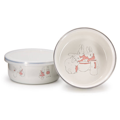 Girl Rabbits Child Mealtime Enamelware Set
