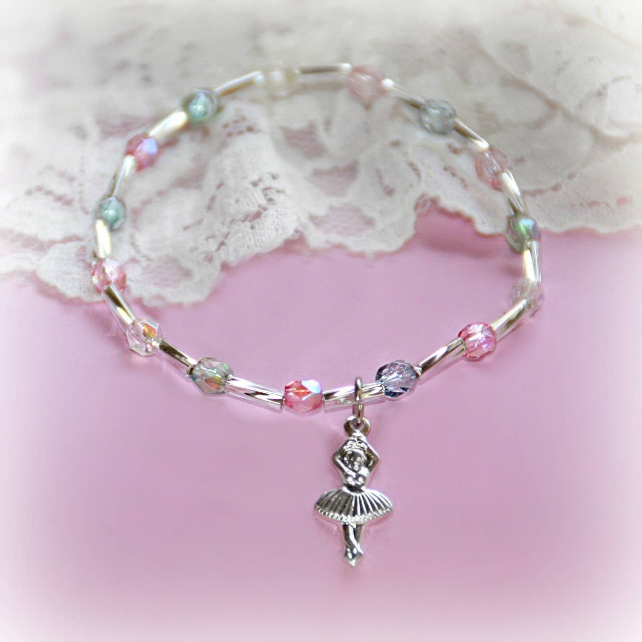 Dance Ballerina Multi Color Beaded Child's Bracelet